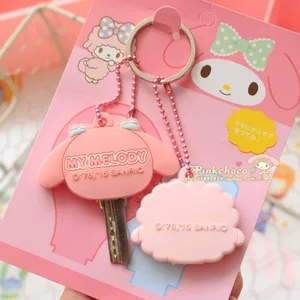Nuevo Sanrio Kawaii Hellokitty Silicone Key Cubierta protectora a prueba de polvo Cartoon My Melody Keychain Portable Anti-P-P-PERTO 8 mejores ventas mi keycap de melodía - №1
