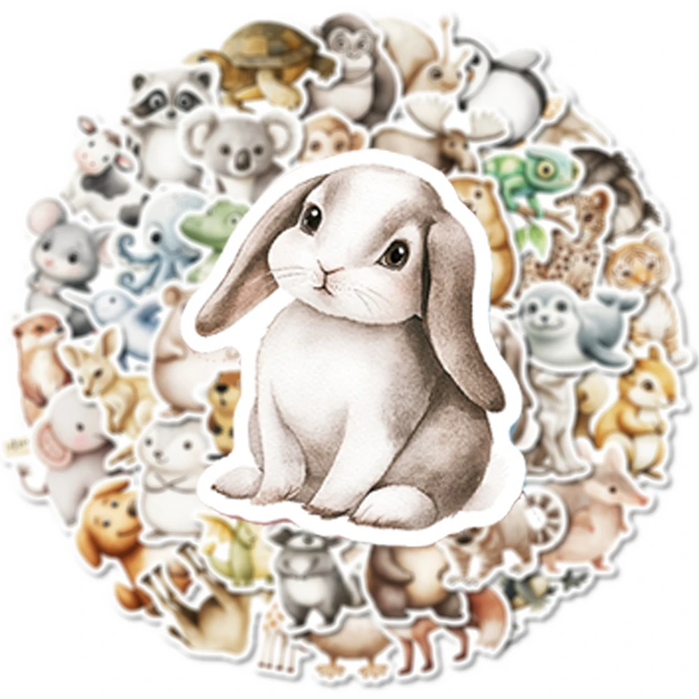 

10/30/50pcs Cute Watercolor Animal Graffiti Stickers Cartoon Decals DIY Skateboard Suitcase Phone Bike Funny Decoration Sticker