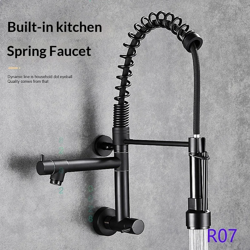 Factory Direct Brass Wall-Mounted Spring Dual Function Kitchen Faucet Cold Water Swivel