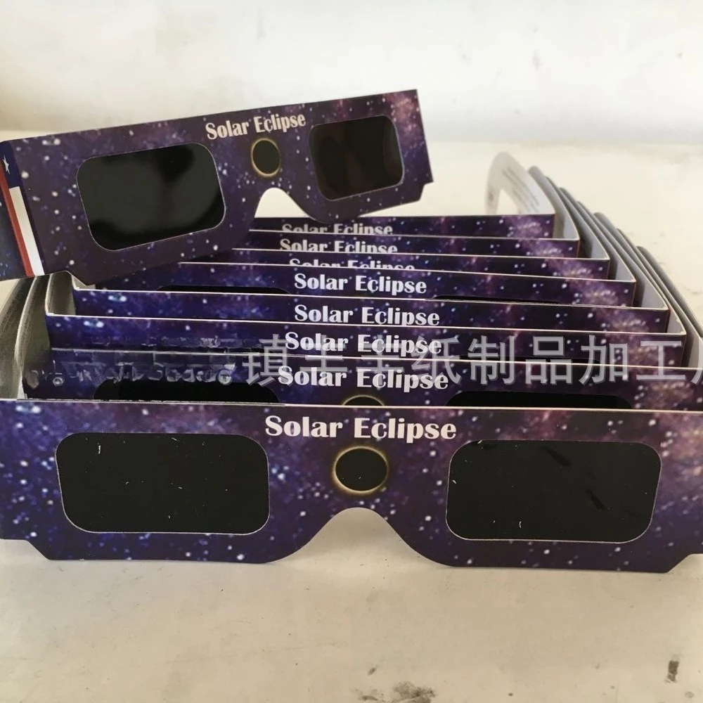 Professional Solar Eclipse Glasses Paper Frame Galaxy Pattern Black Filter Lens Sun Observation Eyewear Astronomy Party