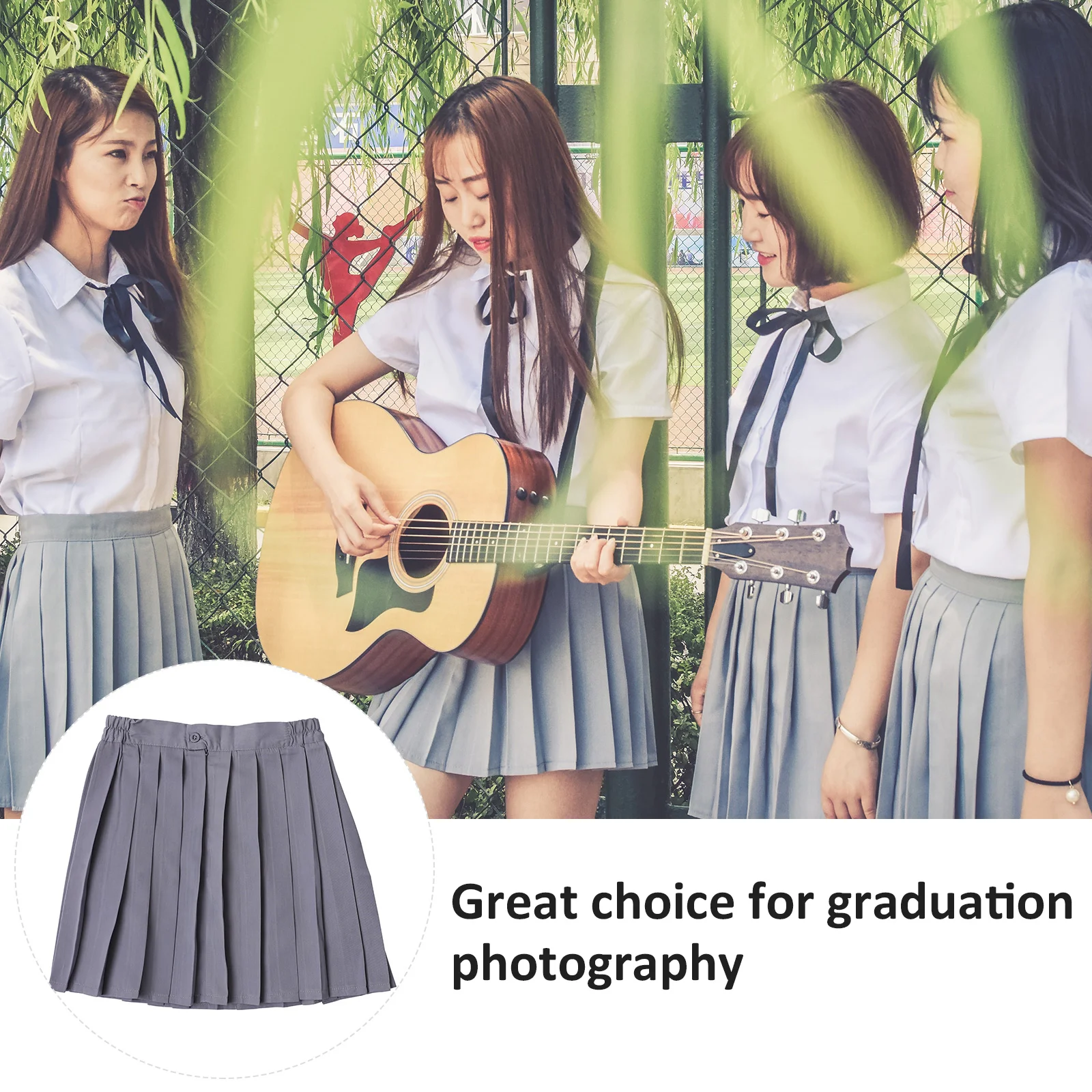 

Pleated Skirt Spandex Mini Uniform Student Dress Girls Women Graduation Party A-line High Waist Comfortable Schoolwear