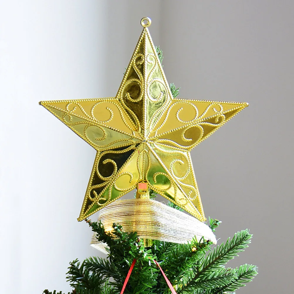 

Star Tree Topper 20cm Golden 5 Point Plastic Christmas Holiday Glittering Festival Treetop