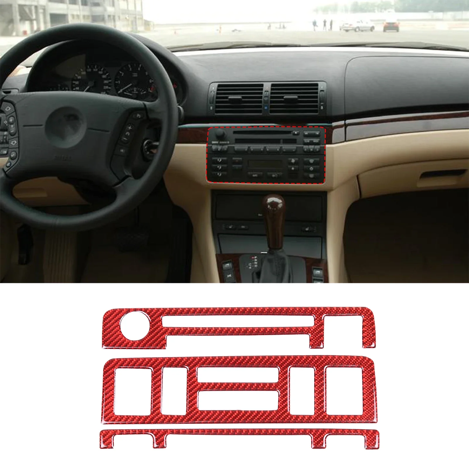 

For BMW 3 Series E46 1998-2004 Soft Carbon Fiber Central Control Button Frame Sticker Cover Car Decorative Accessories