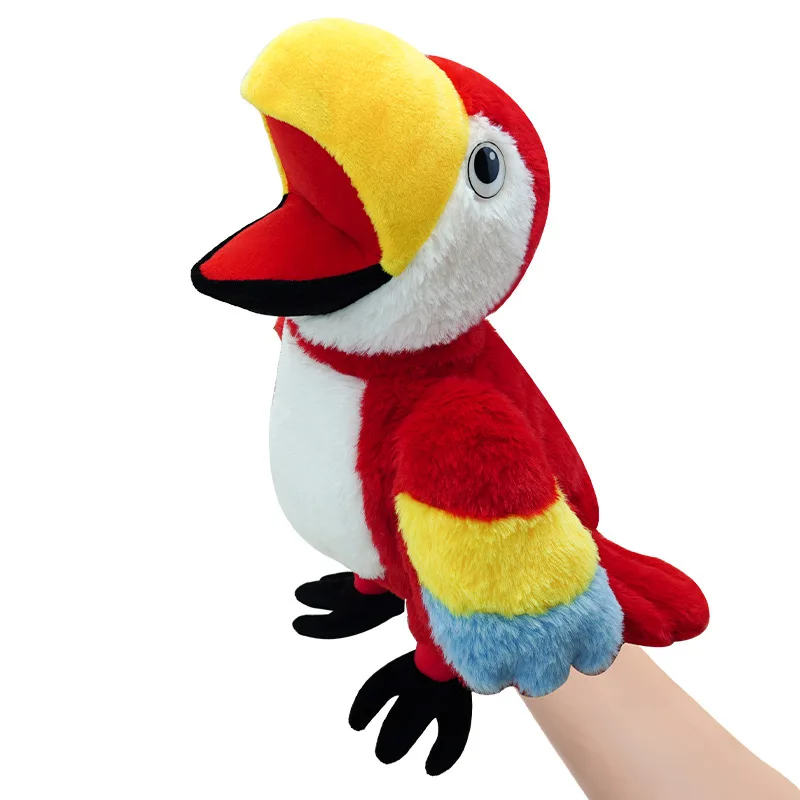 35cm Big baffed Bird Hand Puppet peluche interazione genitore-figlio Storytelling pappagallo pavone gufo bambole fenicottero per regalo per bambini