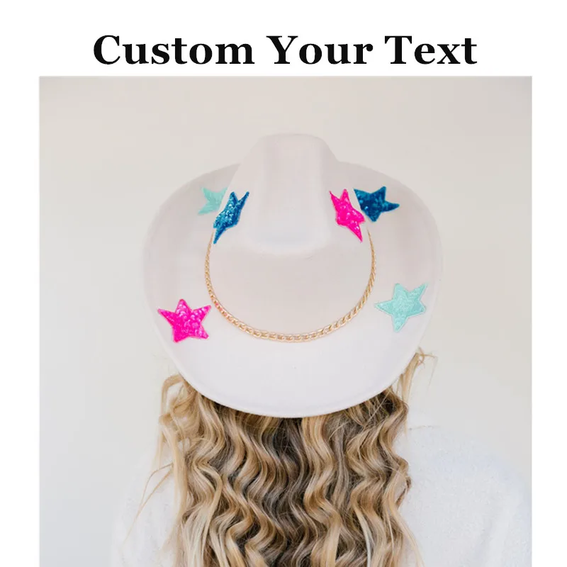 Custom Monogram MERRY N BRIGHT RANCHER HAT, Personalised Peal Name Sun Hats Cowgirl Hat