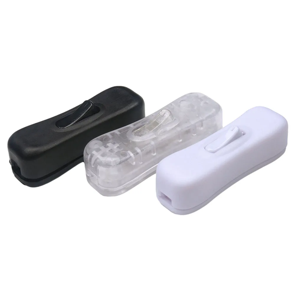 for Lamp Push Button Warping Switch 250V/2A 125V/2A 304 LED Power Cable Switch Halfway Rocker on off White Black Transparent