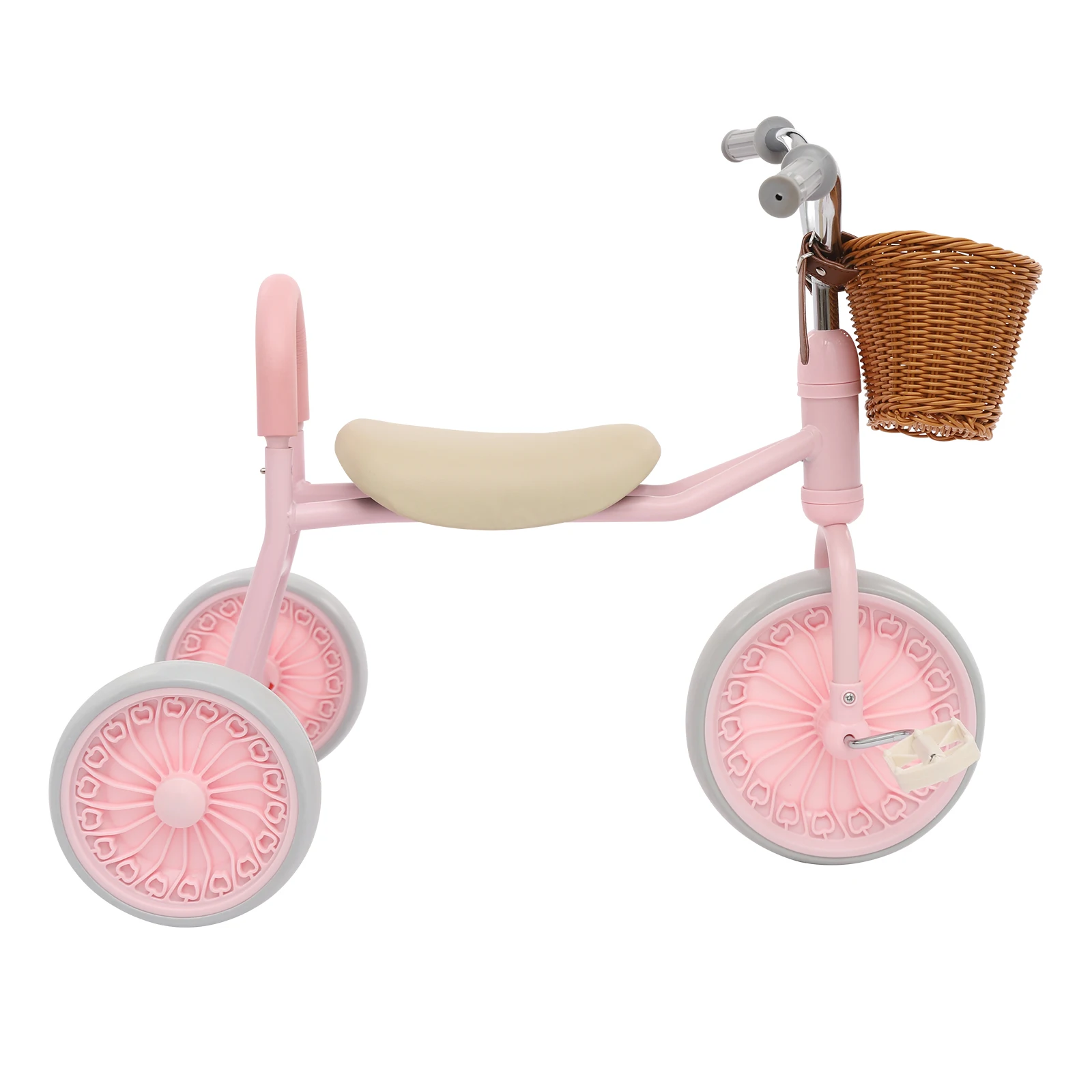 Vintage Children's Tricycle, Children's Bike, Kidiz Dreirad, Multifunction 3-in-1 Push Ride Pedal Trike, Carbon Steel Frame, Wear-Resistant EVA & PP, Comfortable Padded Seat, Strong Backrest, Safe for 2-6 Year Old Girls Boys, Outdoor Gift, Pink
