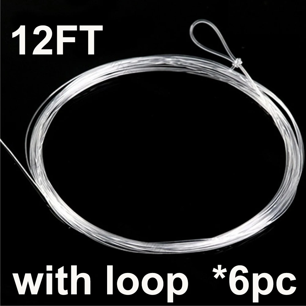 Maximumcatch 6 Stück Fliegenfischer-Vorfachseil 7,5/9/12/15FT 0X-7X Klares, konisch zulaufendes Nylonschnur mit Schlaufe für Forelle, Barsch, Lachs, Hecht – Tippet-Ausrüstung