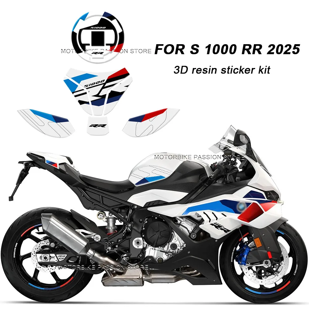 

Для мотоцикла S 1000 RR S1000RR 2025: 3D-наклейка на топливный бак, защитная накладка для коленей, противоскользящие наклейки-декали