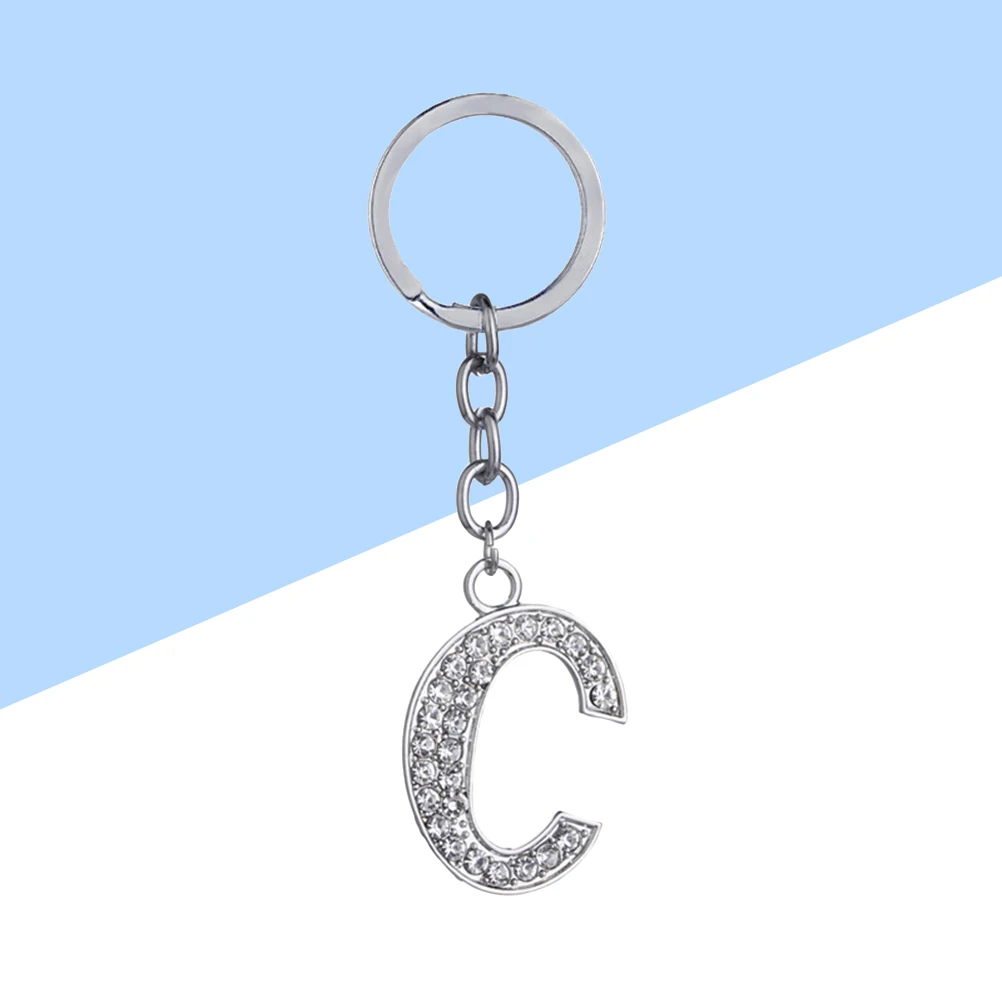 Metal Keychain Letter Pendant Rhinestone Car Keys Bag Charm Sturdy Material Stylish Gift Idea Key Ring Handbag Charms