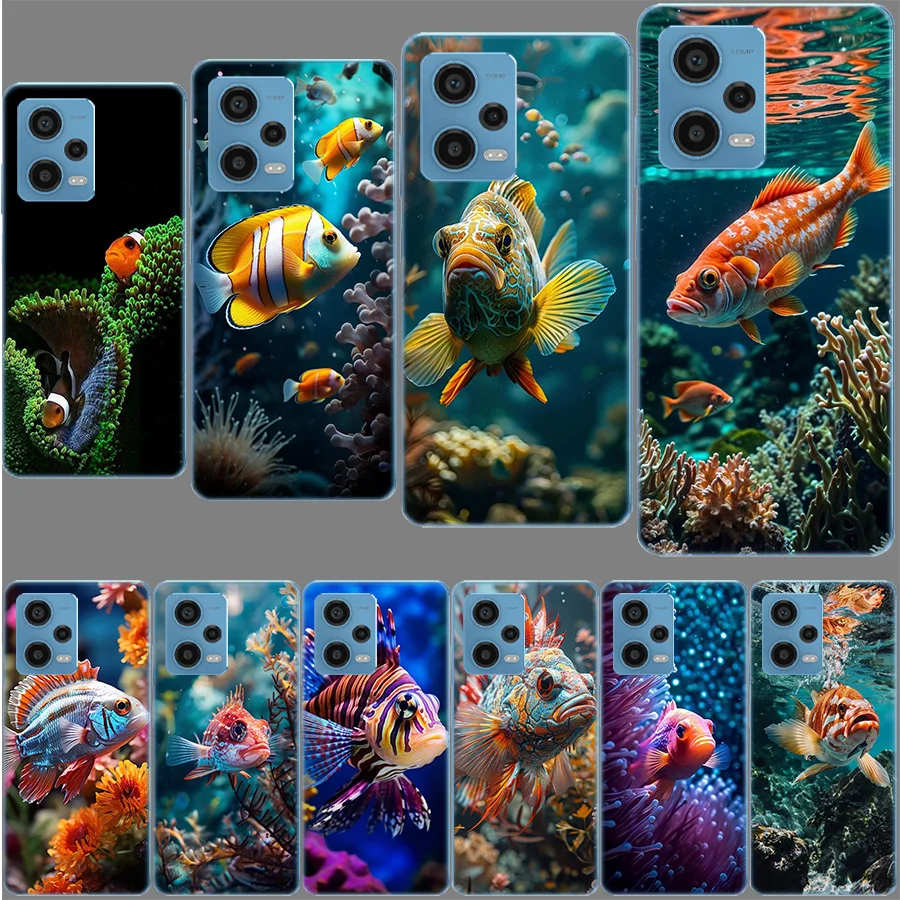 Red Fish Swims in The Depths of The Sea Case for Redmi Note 12 Pro 11 Pro Plus 12S 11S 11T 11E 10 5G 10S 9S 9T 9 8T 8 7 Phone TP