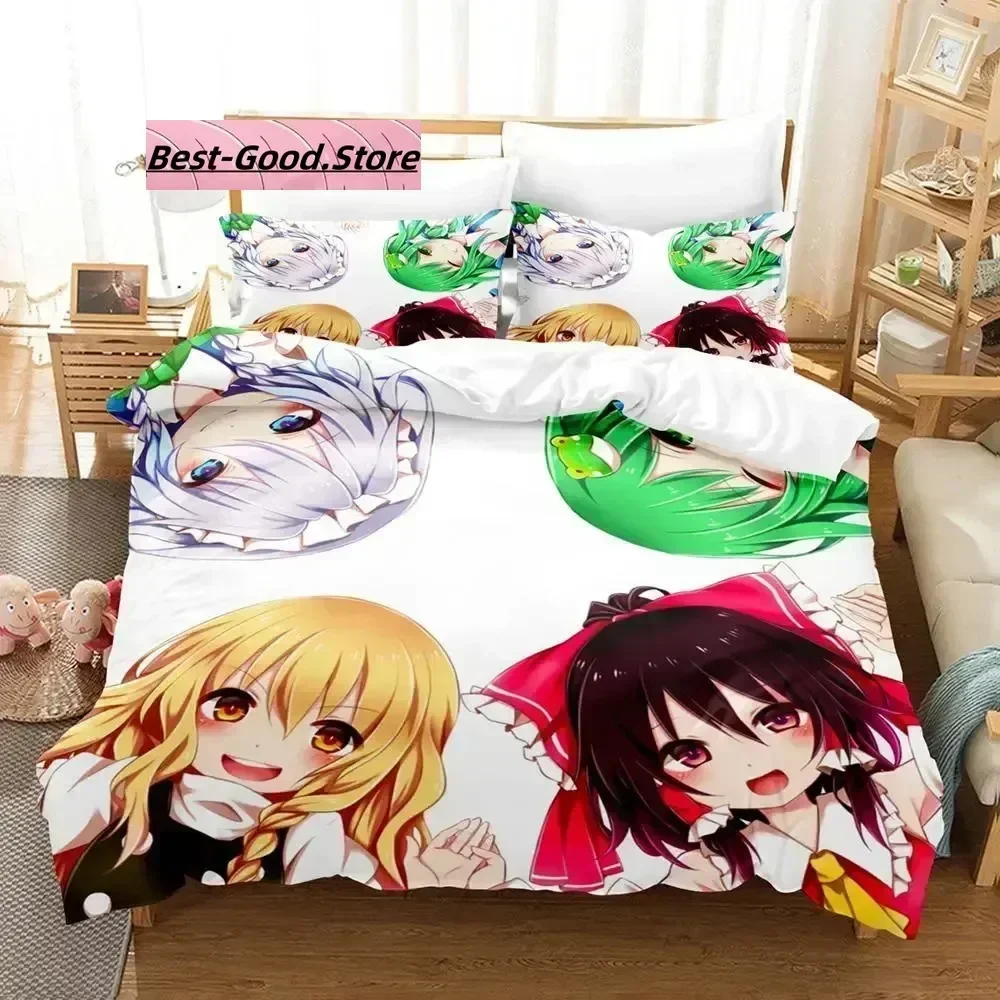 Touhou Project Bedding Set Duvet Cover Sheet Printed Bed Set Pillowcase Bed Full Queen King Size Comforter Bedroom