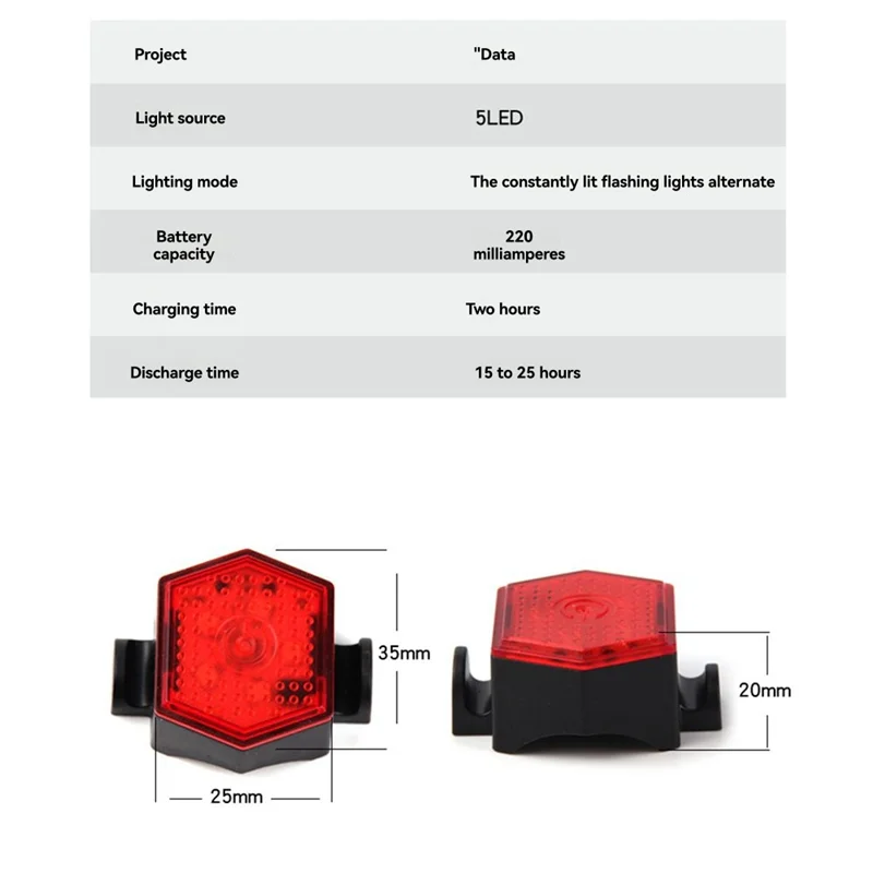 A06F-دراجة اكسسوارات USB قابلة للشحن أضواء LED الدراجة أضواء خلفية للطريق للمشي الدراجات التخييم قارب #6