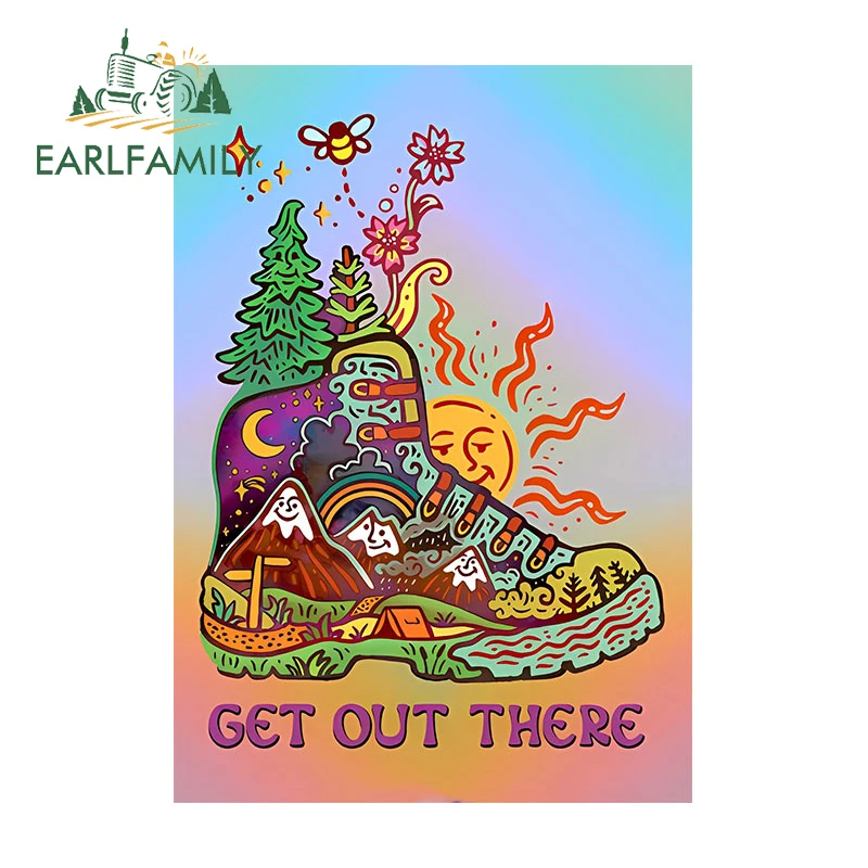 EARLFAMILY 13cm X 9.1cm for Get Out There Shoe Travel Car Stickers Scratch-Proof Vinyl Decals Waterproof Car Label Surfboard