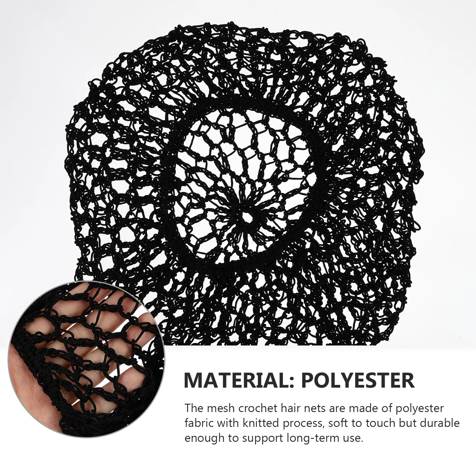 

3 Pcs Hair Hat Women Sleep Net Cap Crochet Reusable Breathable Mesh Design Lady Wrap Black Color Hairnet Snood