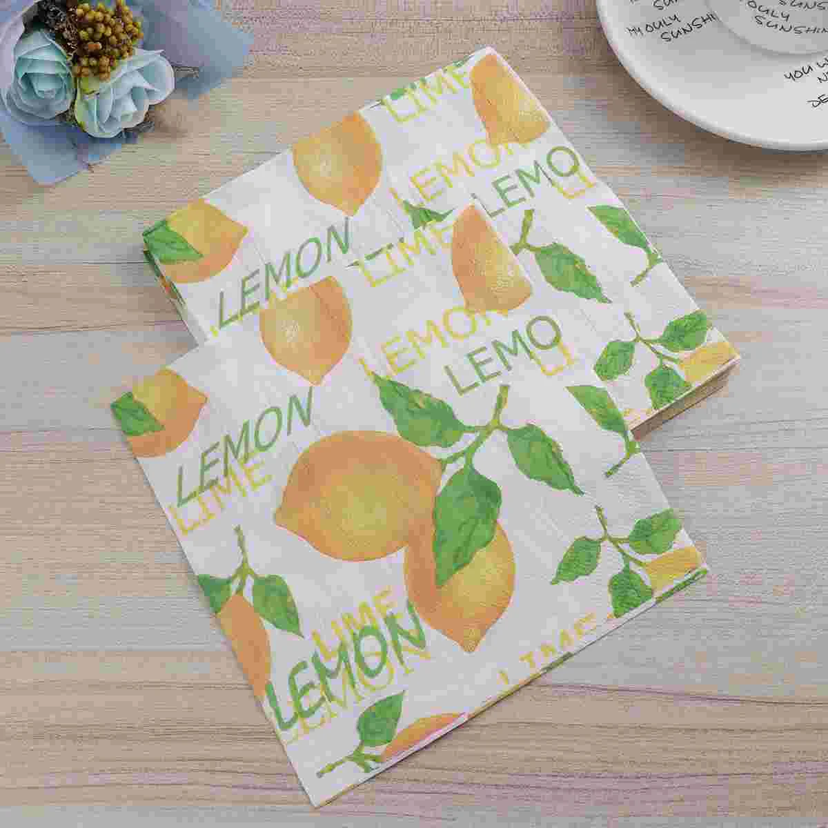 40Pcs Paper Luncheon Napkins Lemon Printed Disposable Tissue Napkin for Birthday Dinner Party Favors Supplies