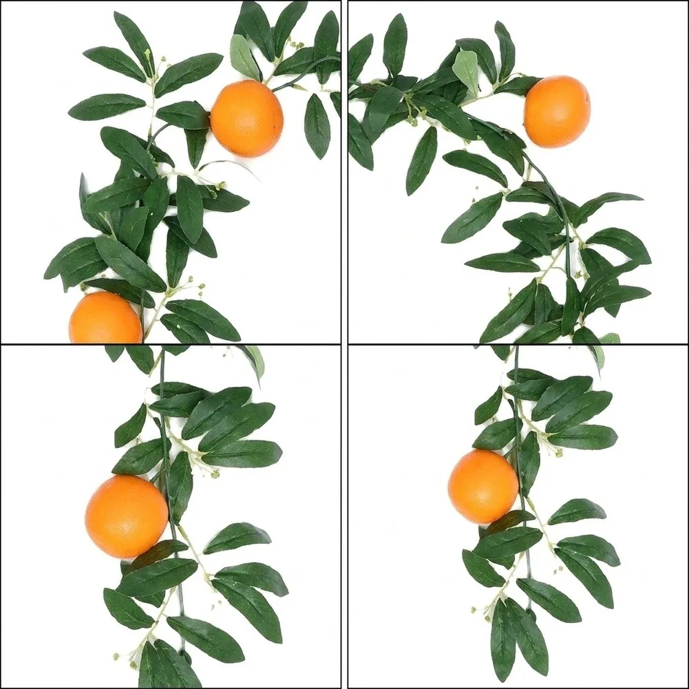 175cm Flexible Artificial Orange Fruit Vine Garland for Indoor Wall Hanging Table Centerpiece and Shelf Display