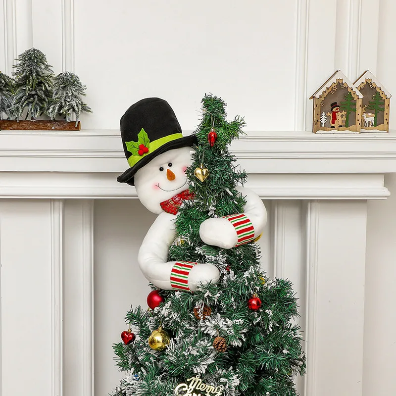 New Long Arm Santa Claus Snowman Christmas Tree Topper Festive Christmas Tree Topper Window Decoration Props Easy to Install
