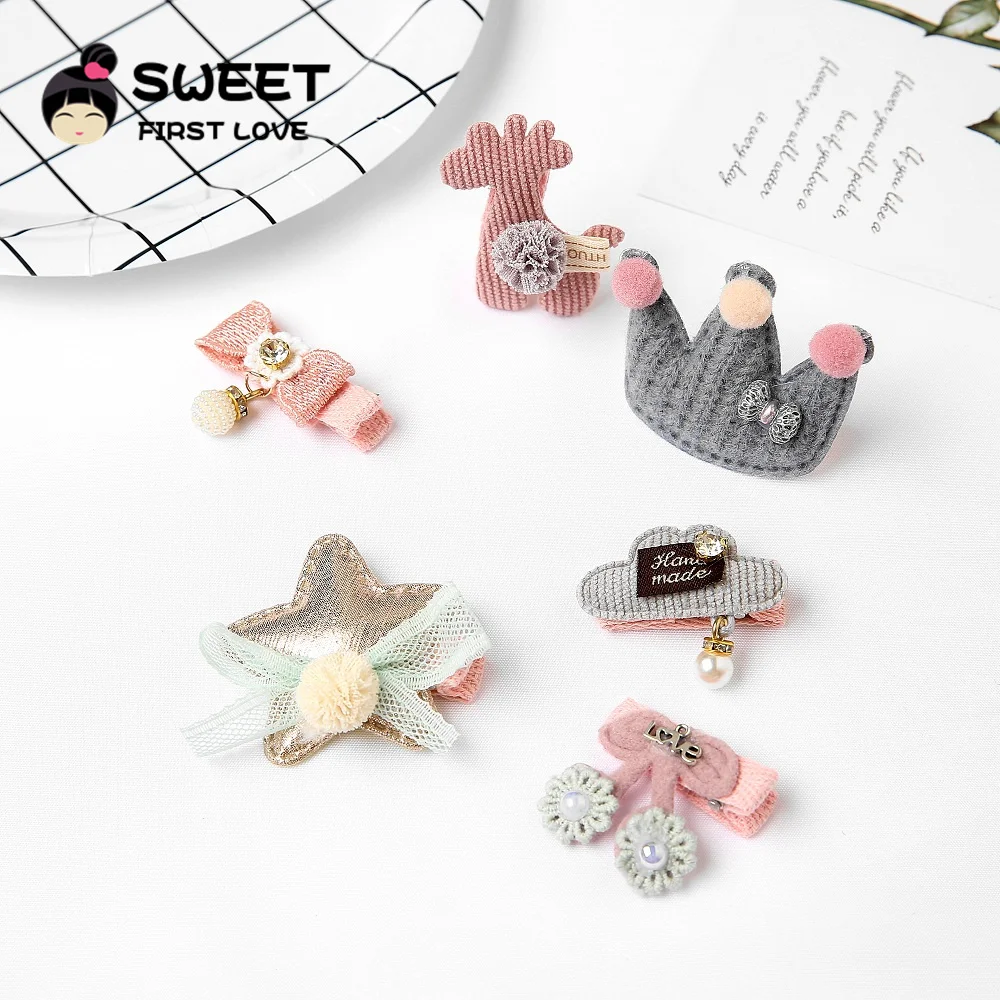 5Pcs/Set Animal Cotton Hair Clips For Children Cute Hairpins For Baby Girls Colorful kids Barrettes Hair Accessories For Girls