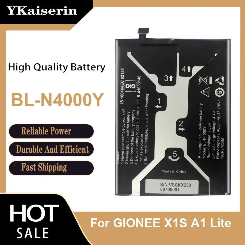 Mobile Phone Battery Long Lasting BL-N4000Y For Gionee X1S A1 Lite 4000mAh Rapid Charging