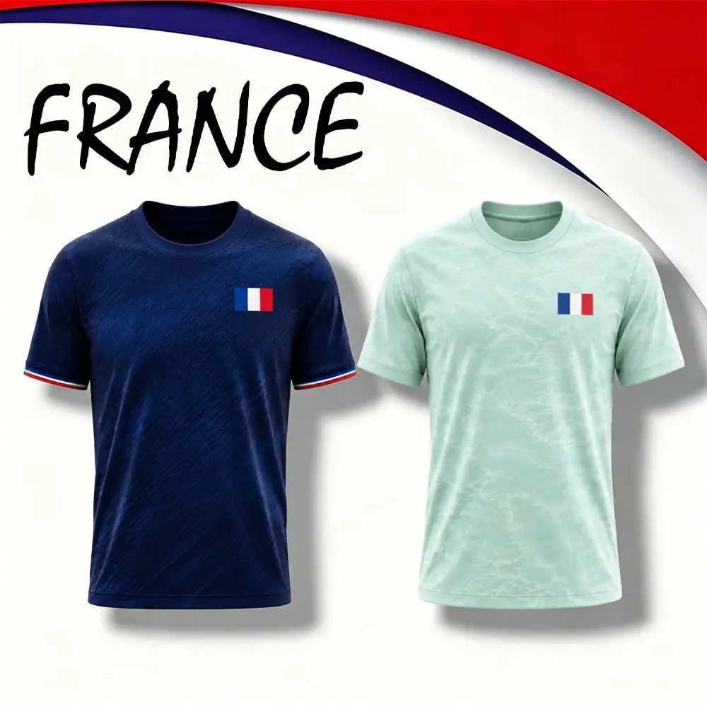 2026 New France Flag Print Soccer Jersey Men's Quick Dry Breathable Football Training T-shirt Unisex Outdoor Sports Crew Top