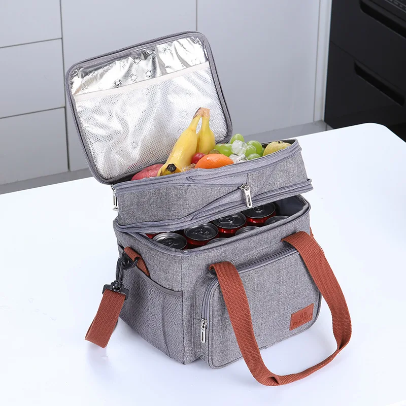 Double Layer Oxford Cloth Aluminum Foil Insulated Lunch Bag For Women Men Portable Tote Cooler Lunch Box Student Bento Handbag