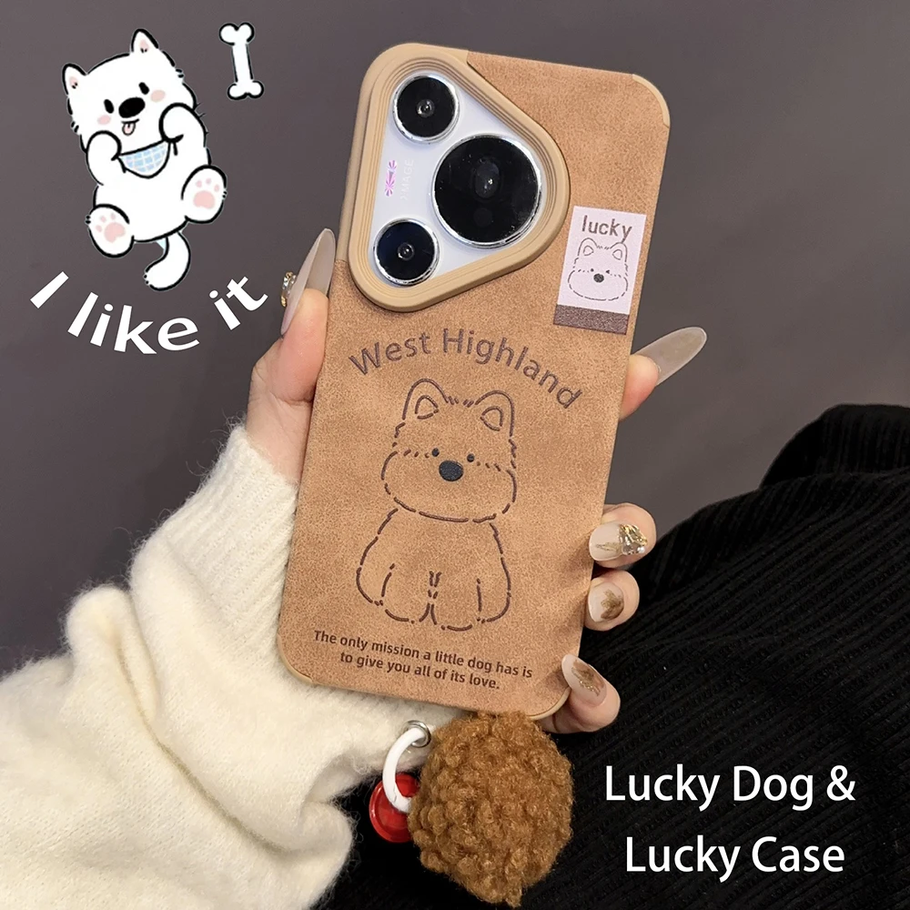 

For XIAOMI 15 pro 14 13 Cute Cartoon West Highland Dog Schnauzer Puppy Phone Case Lovely Luxury Advanced Leather Protect Cover