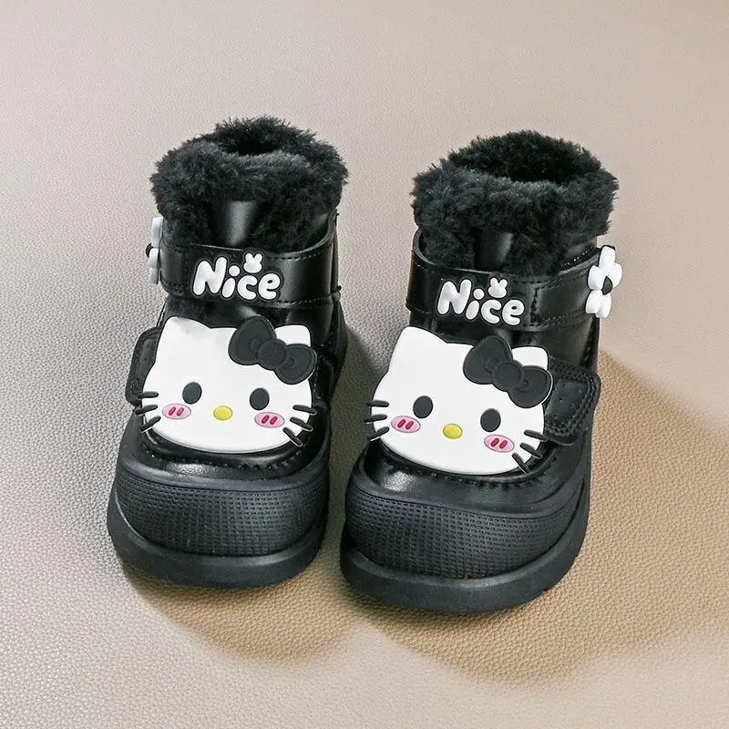 

Теплые зимние повседневные кроссовки Sanrio Hello Kitty для девочек, на толстой хлопковой подкладке, с плюшевым утеплителем, для снежных дней, новинка