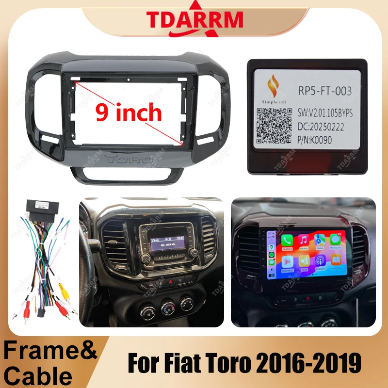 For Fiat Toro 2016-2019 9 inch UV Black Car Radio Fascia Auto Stereo Audio Player DVD Panel Dash Kit Frame Center Console Holder