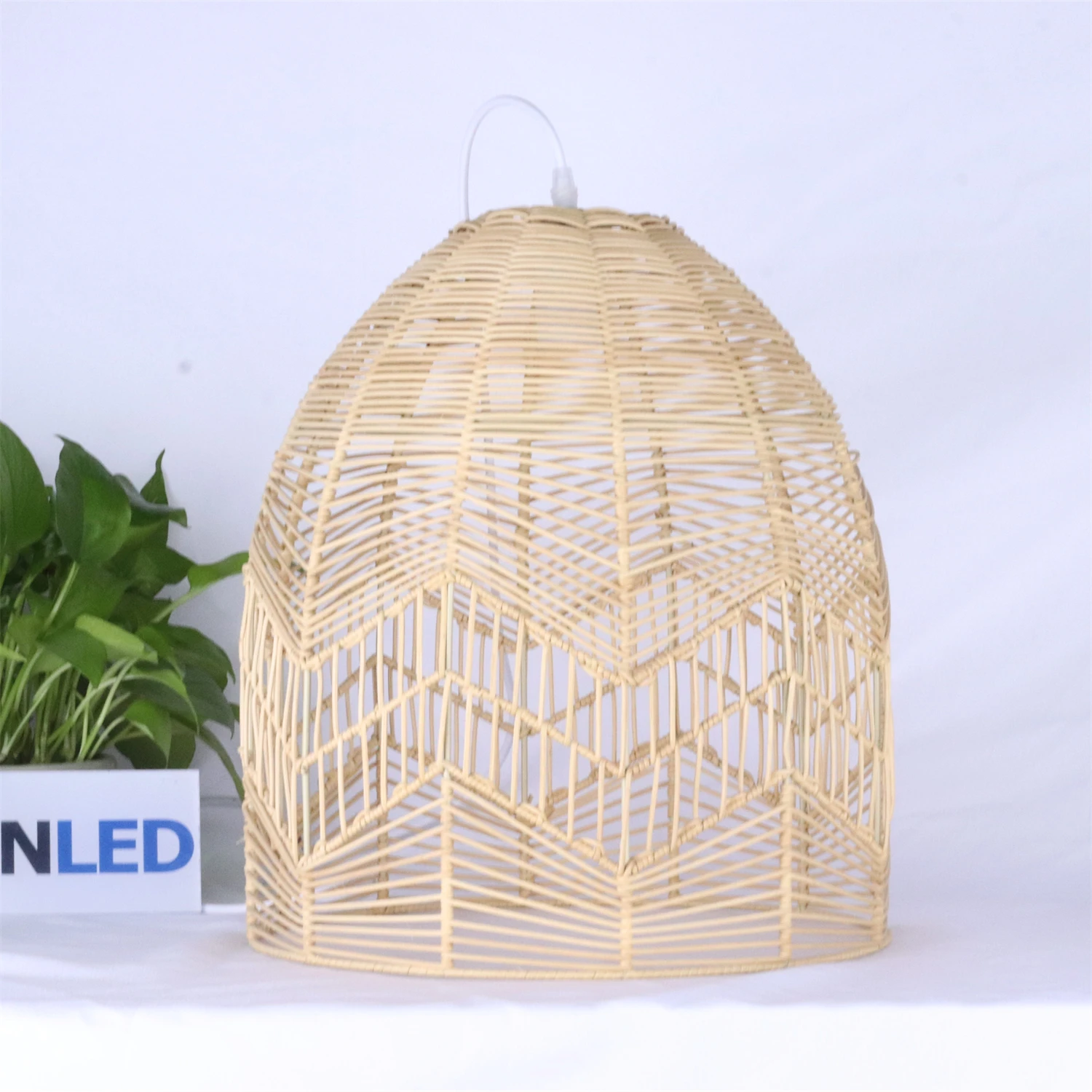 JOYINLED Natural Rattan Wicker Hanging Lamp Chinese Style Suspension Vintage for Living Room Dining Room Farmhouse Lighting