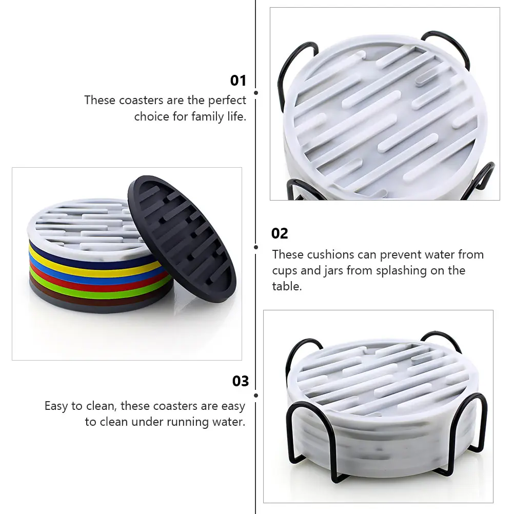 

2 pcs Silicone Coasters Clear Pattern Non-Skid Heat-Insulated Cup Mats For Home Party Desktop Protection Mug Accessories