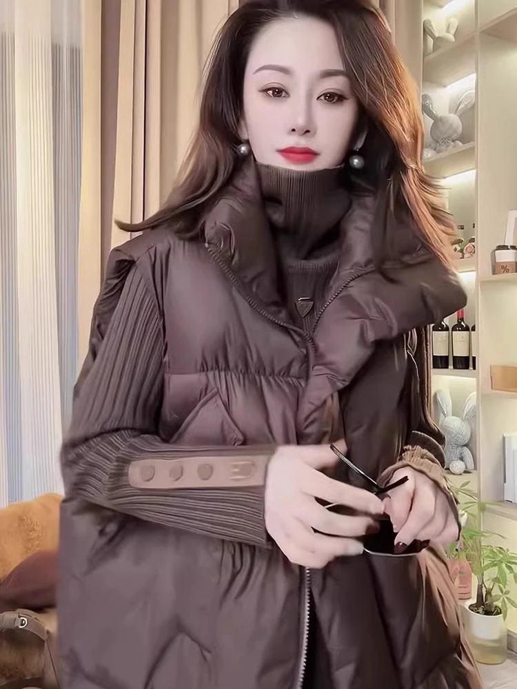 

Faionable High-End down Cotton Vest Thiened Warm Svel Layering Outerwear Comfortable Sli Top for Winter