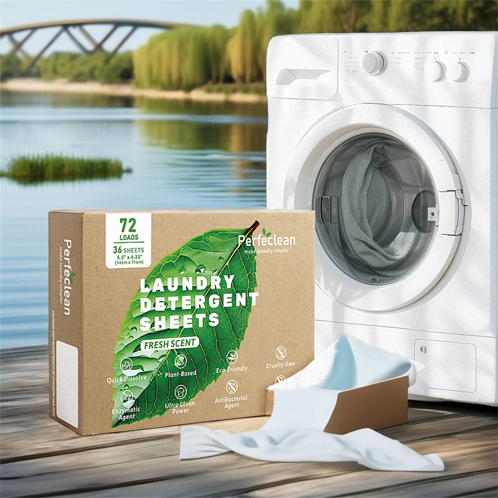 New Hypoallergenic Solid Laundry Detergent Sheets Strips Natural Biodegradable with Fresh Fragrance