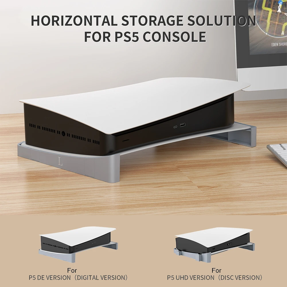 For PS5 Horizontal Base Stand Holder Game Console Base Stand Holder Placement Bracket for Playstation 5 Disc & Digital Edition