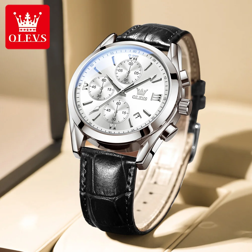 OLEVS 2872 Men Watch Luxury Business Men Quartz Watch Waterproof Luminous Calendar High Chronograph Moon Phase Men Formal Watch