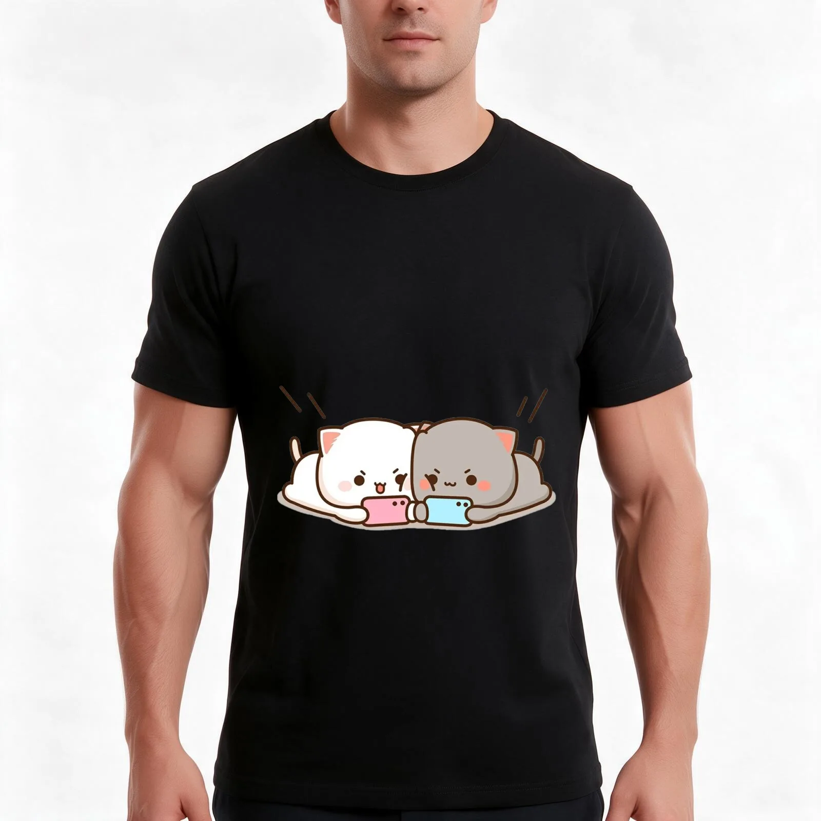 Gaming dudu bubu T-Shirt, Summer Casual Cotton Tee, Oversized Streetwear Tops, Vintage Graphic Print, Loose Fit Short Sleeve