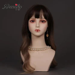 Wig Mannequin Head With Lip Dot 1Pcs Realistic Female Mannequin Doll Head PVC Manikin Head For Wig Display Rouged Lips Makeup