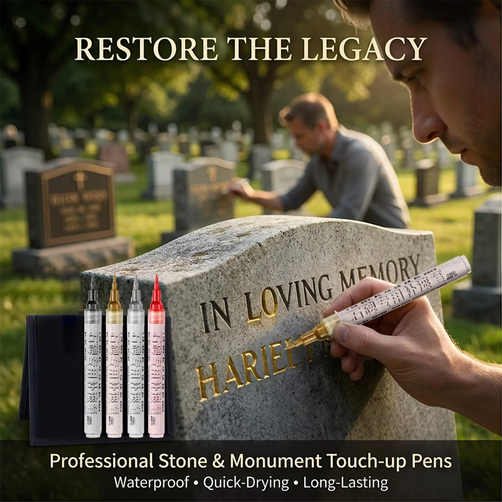 Tombstone Marker Pen Professional Paint Repair TouchUp Waterproof Fade Resistant Color Restoration Repair Decorating Pen