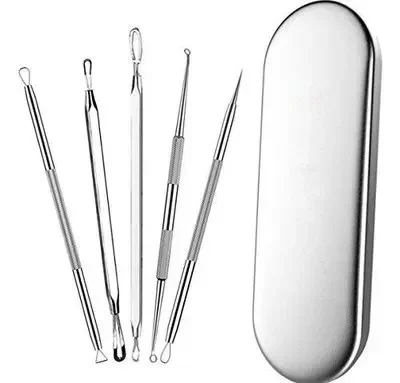 5PCS Puistje Popper Tool Acne Naalden Mee-eter Verwijdering Kit Schone Poriën Diepe Gezichtsverzorging Verwijderen Acne Mee-eter Huidverzorging gereedschap
