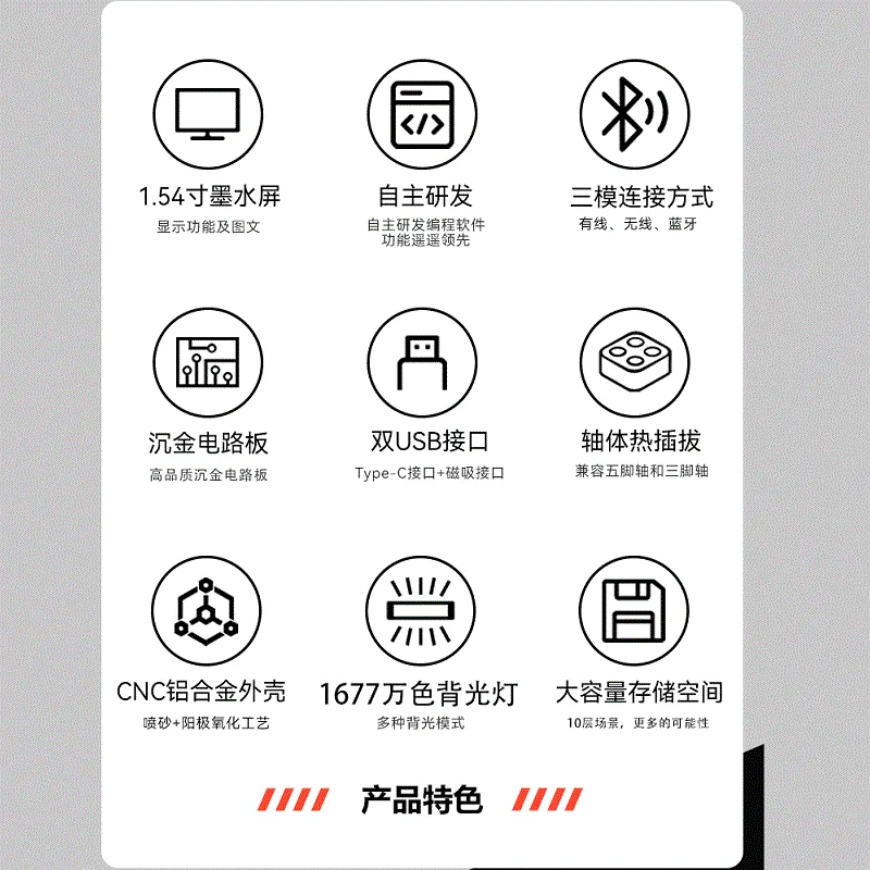 Keypad Mekanis Desain Keyboard Kustom Tiga Tombol 16 Tombol Generasi Kedua Procreate Tiga Mode yang Dapat Diprogram