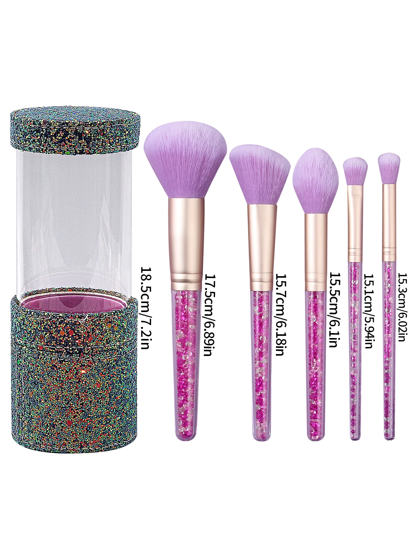 Pennello per cipria morbido da 6 pezzi, pennello per contorno, pennello per fard, pennello per ombretto, set di pennelli per trucco e secchio per riporre paillettes, strumenti di bellezza
