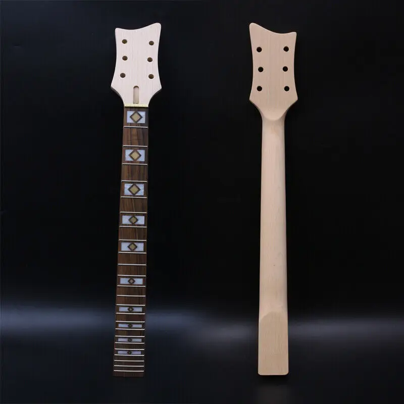 

Yinfente New Guitar Neck 24 Fret 24.75 Inch Maple Rosewood Fretboard Unfinished Block Inlay Bolt on Heel DIY Guitar Parts