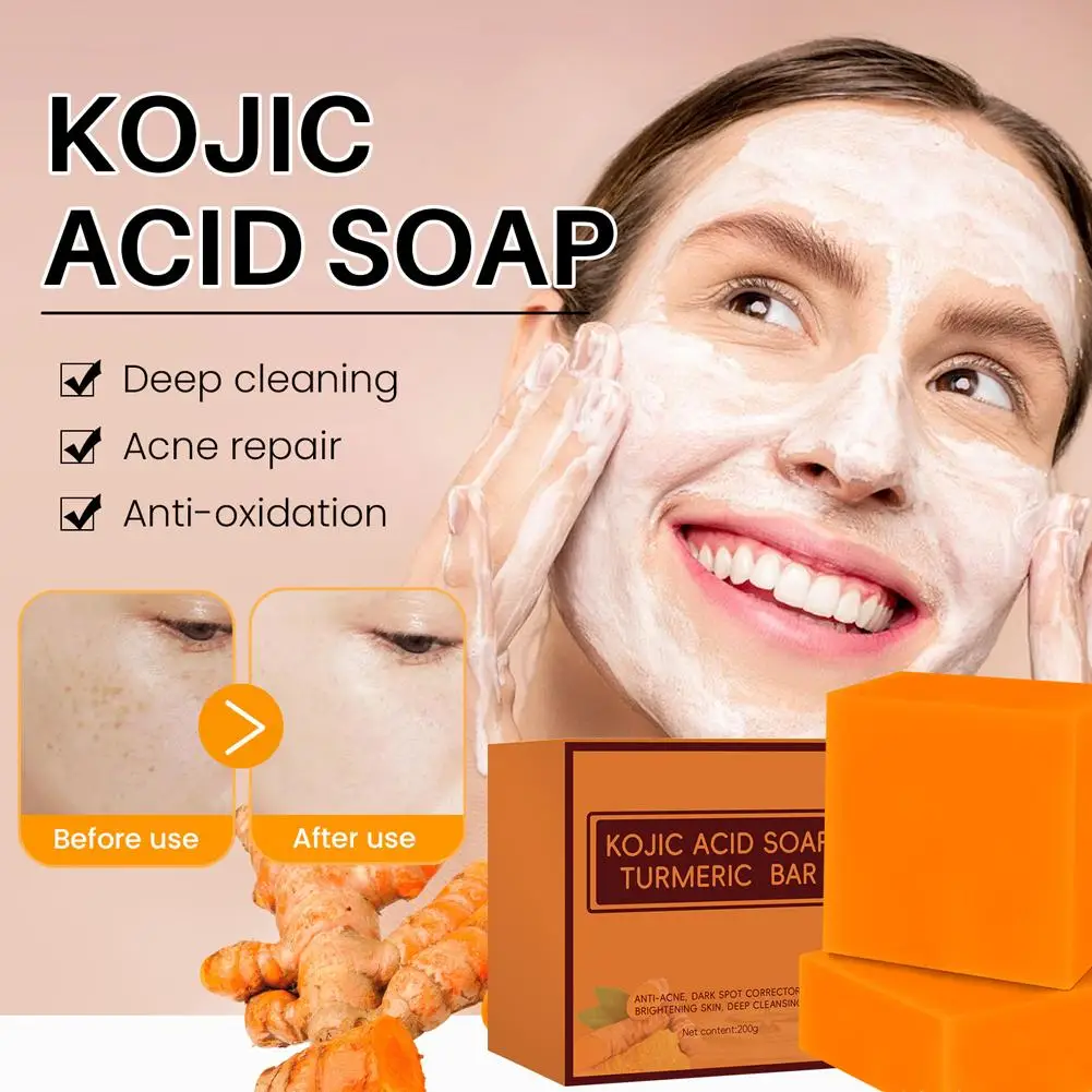 Kójic ácido Facial limpeza sabão Kit, poros, sujeira, acne, cravo, Anti-Acne, remover, controle de óleo profundo, clareamento da pele, 100g