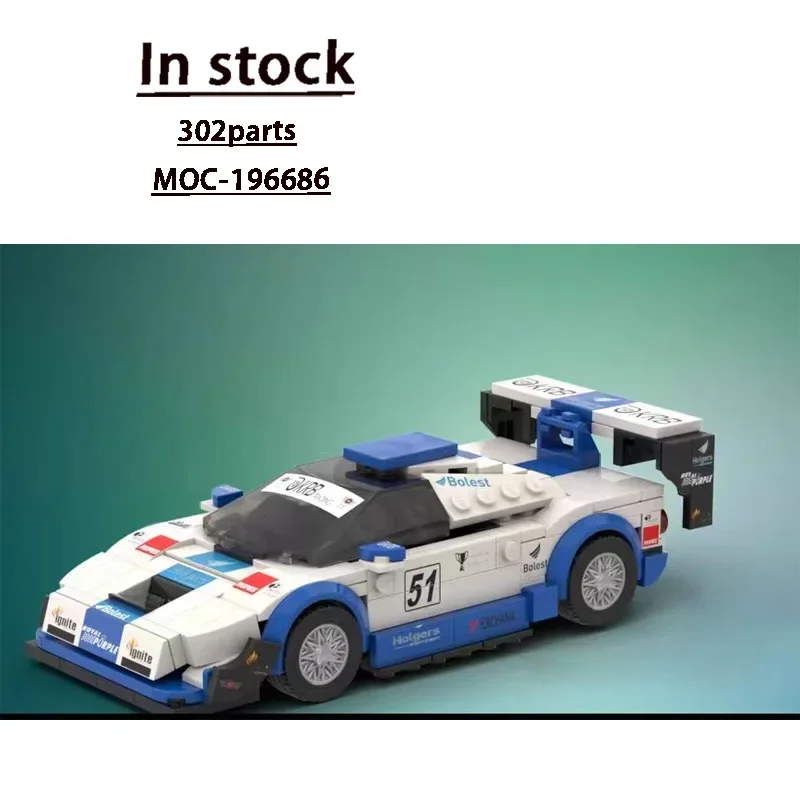 MOC-196686NewClassic Iconic Sports Racing Car Building Block Model، 302Parts، لعبة مكعبات بناء عيد ميلاد الأولاد والأطفال هدية
