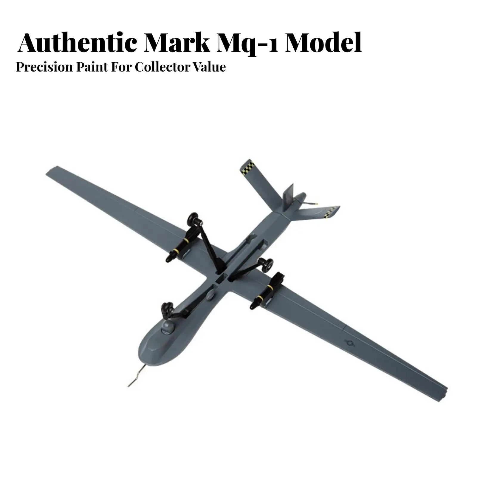 Alloy Aircraft Replica MQ-1 Predator Style Unmanned Vehicle Gray Body with Visible Gear for Model Collection