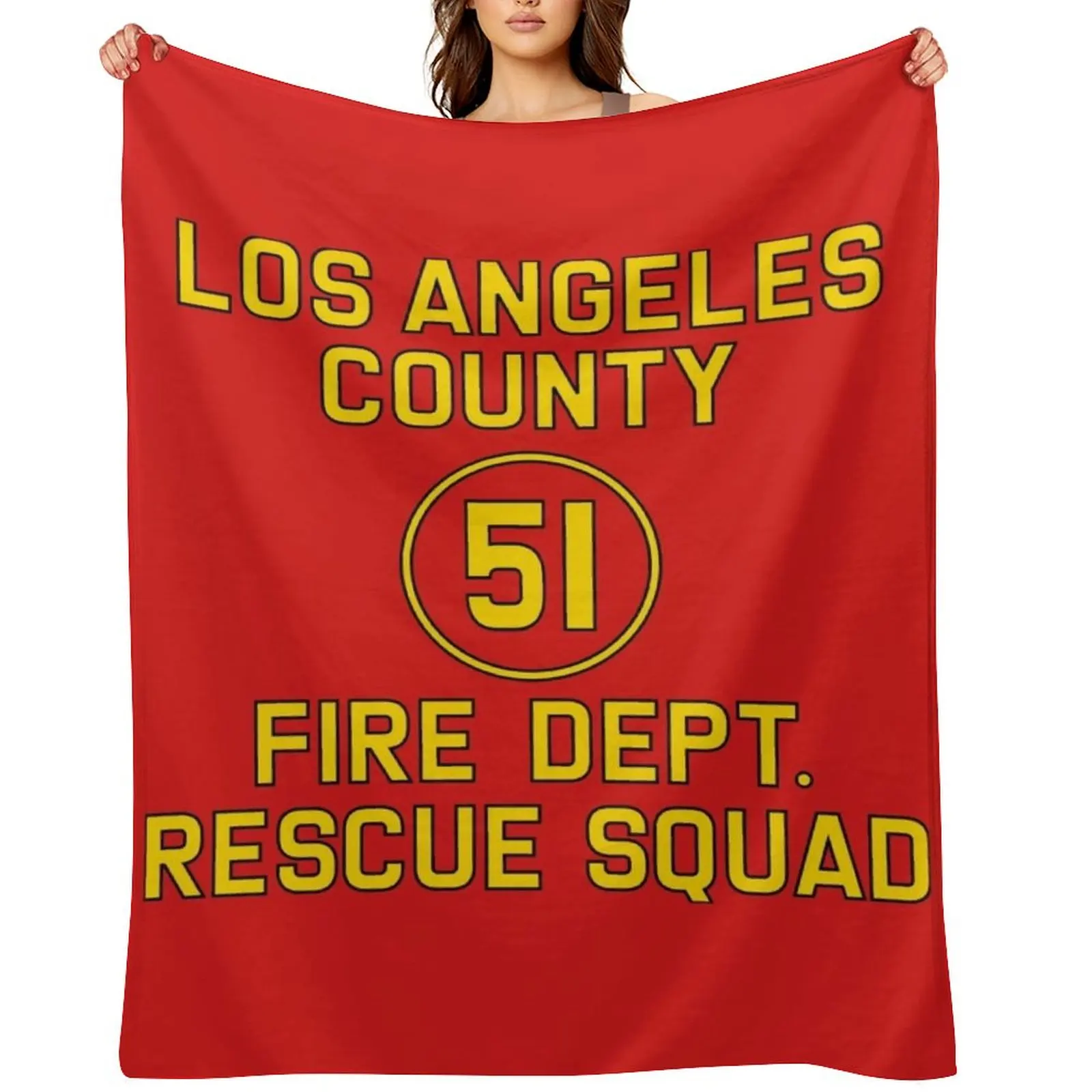 

Emergency Squad 51 Side of Truck Reproduction Logo Throw Blanket Beach Plush Heavy Hair Blankets