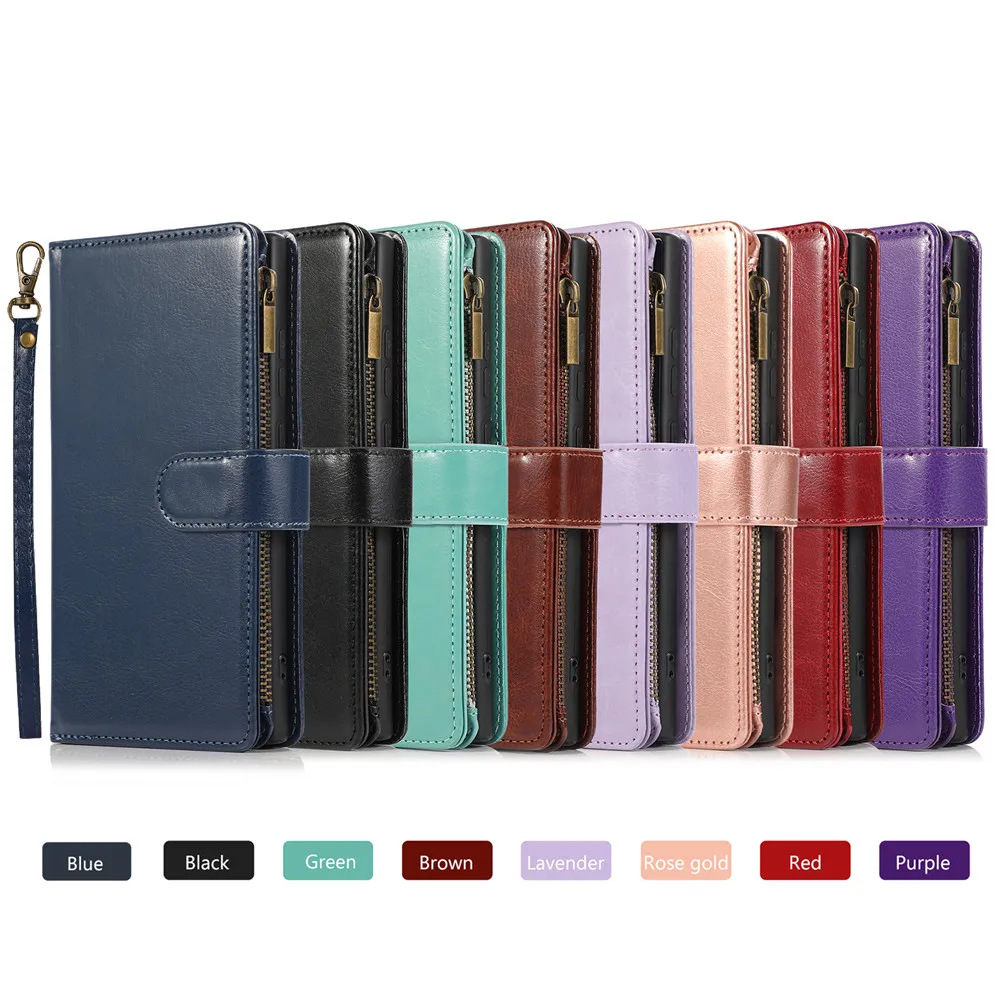 سستة محفظة حافظة جلدية آيفون 16e 16 15 14 13 12 11 برو XS ماكس XR X 8 7 زائد SE الفاخرة فليب فتحة للبطاقات حامل غطاء الهاتف
