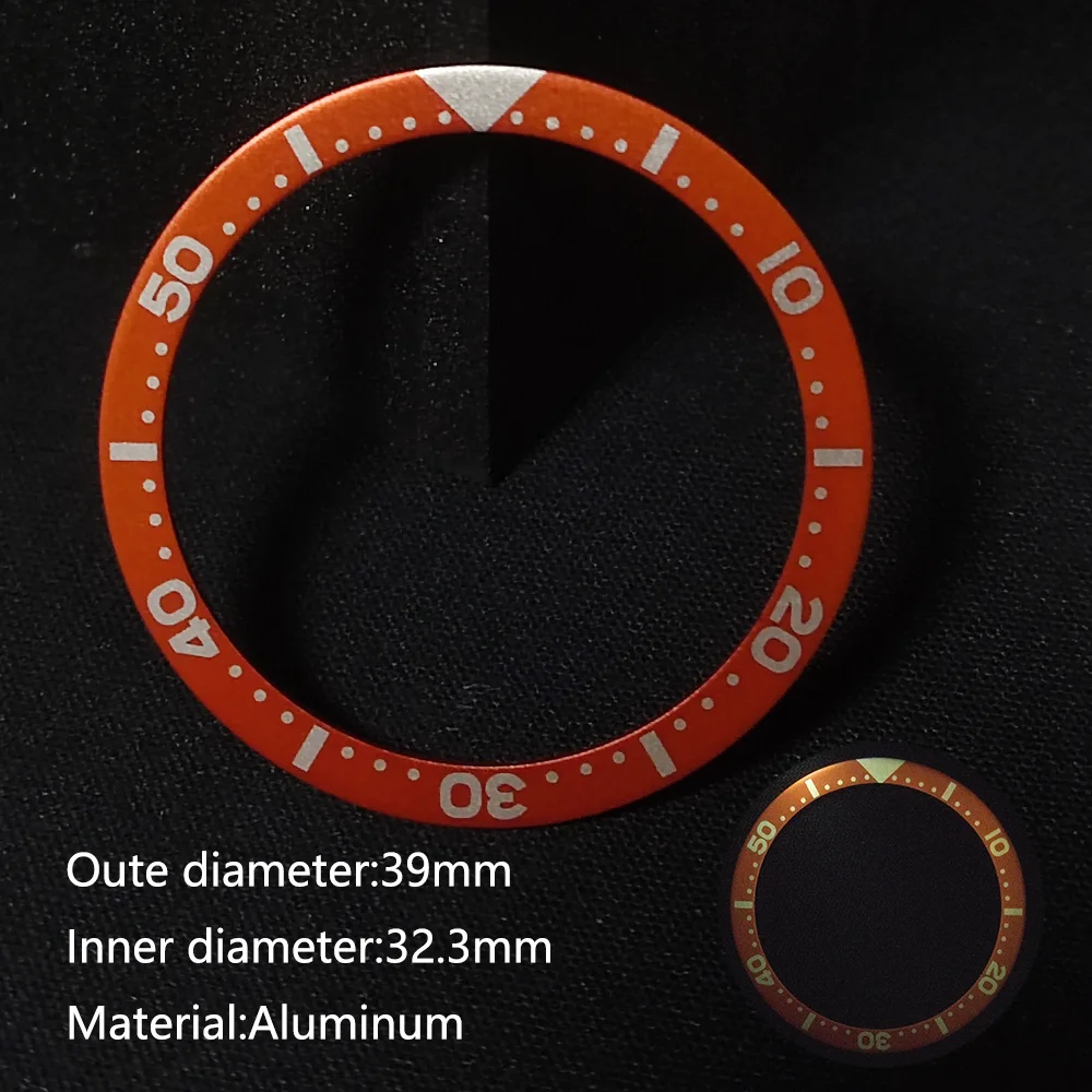 Watch Bezel Flat Aluminium 39mm*32.3mm Insert Ring Luminous And Non-luminous Bezel Insert Replacement of Watch Accessorie