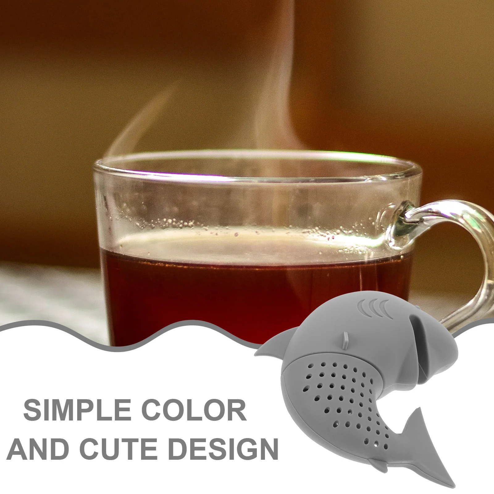 

Cute Cartoon Shark Tea Infuser Silicone Loose Leaf Strainer Reusable Tea Filter for Home Restaurant Brewing Easy Clean Tool