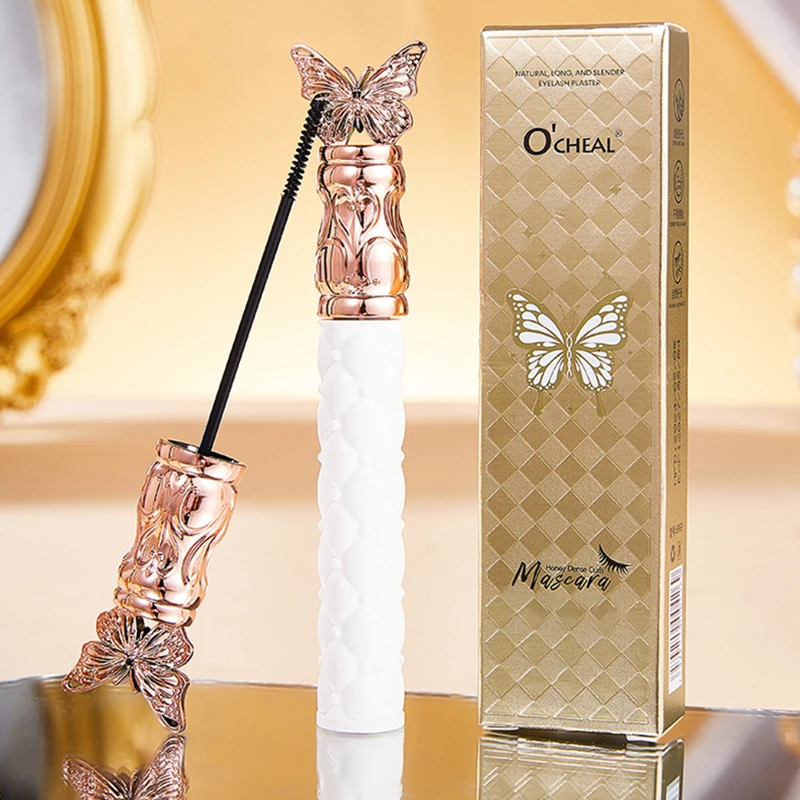 maveraKa Mascara farfalla dorata Ricci Ciglia lunghe Non sbavature Mascara resistente al sudore impermeabile a lunga durata Cosmetici per il trucco